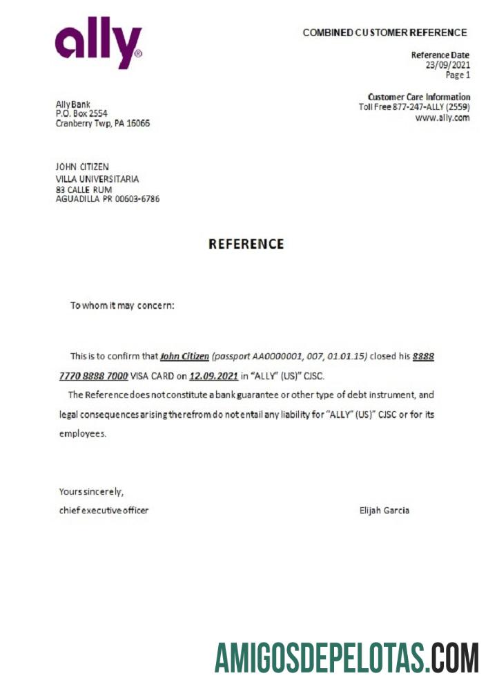 Referência de fechamento do aliado dos EUA modelo